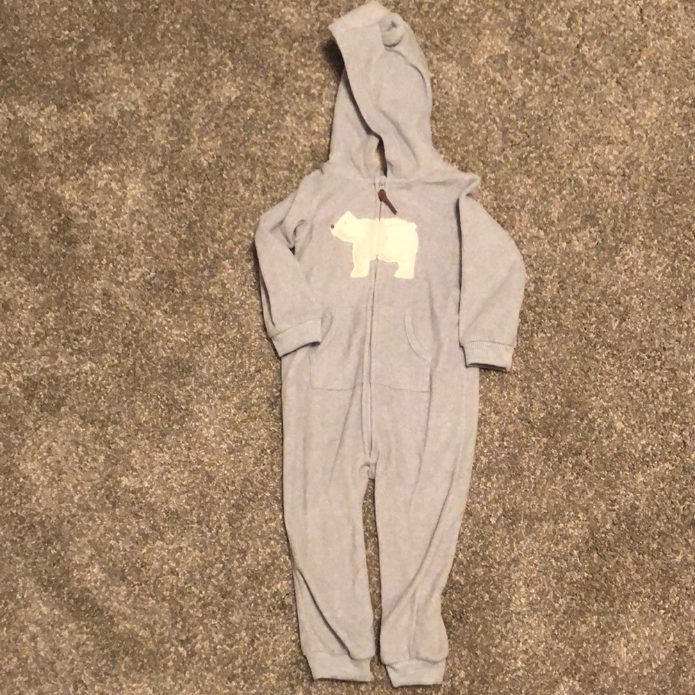 VGUC Carter’s fleece hooded one piece 24m